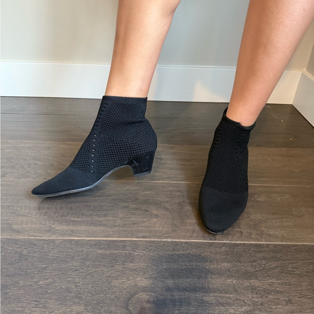 Eileen Fisher Black Knit Heeled Boots